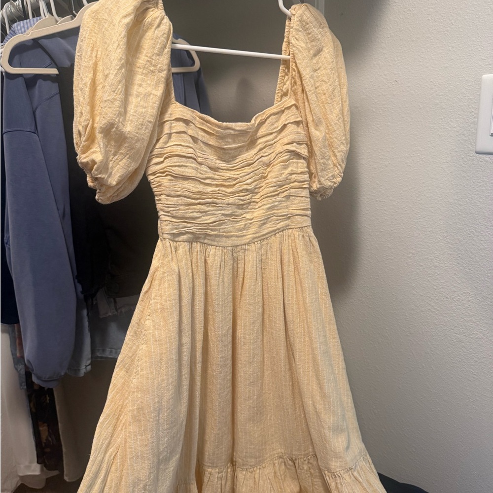 Yellow Abercrombie Emerson Poplin Midi Dress